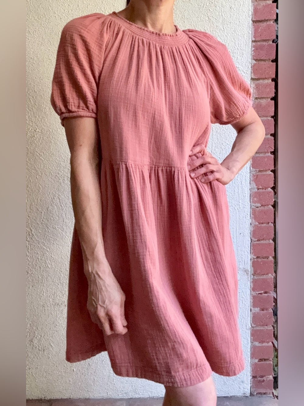 Universal Thread Dusty Rose Short Sleeved Babydoll Dress, size S
